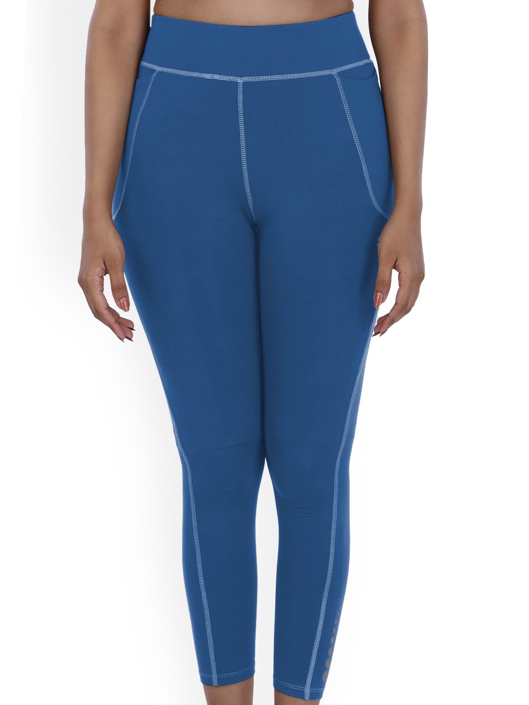 

FREECULTR Women Solid Ankle-Length Tights, Blue