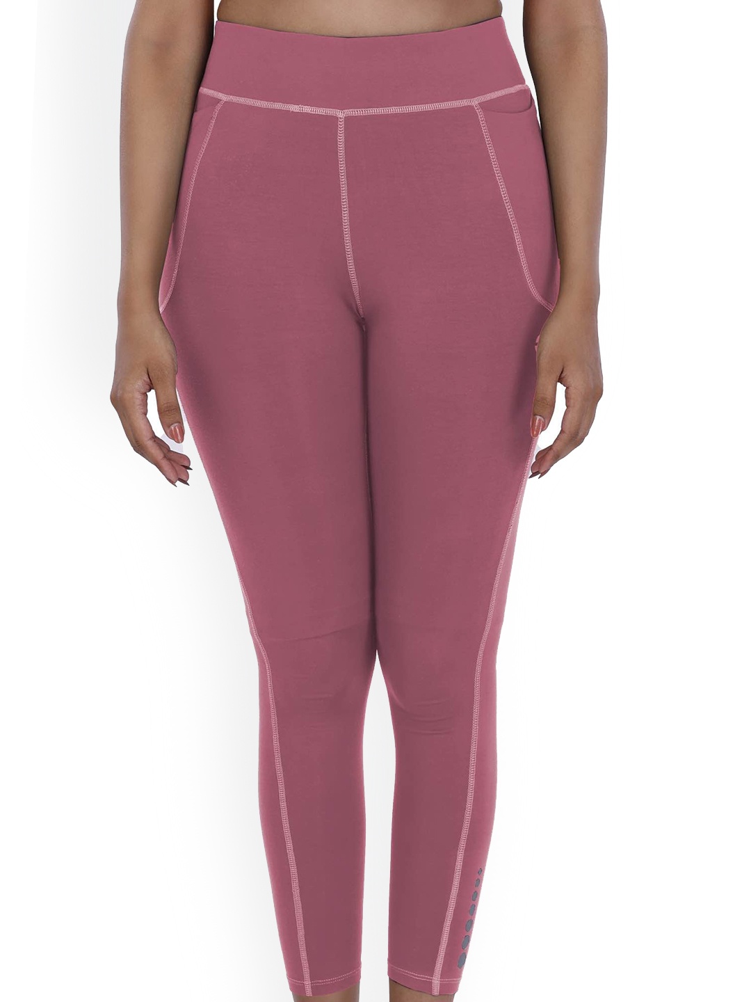 

FREECULTR Red Women High-Waist Ankle Length Sweat-proof Body Adaptive Activewear Tights