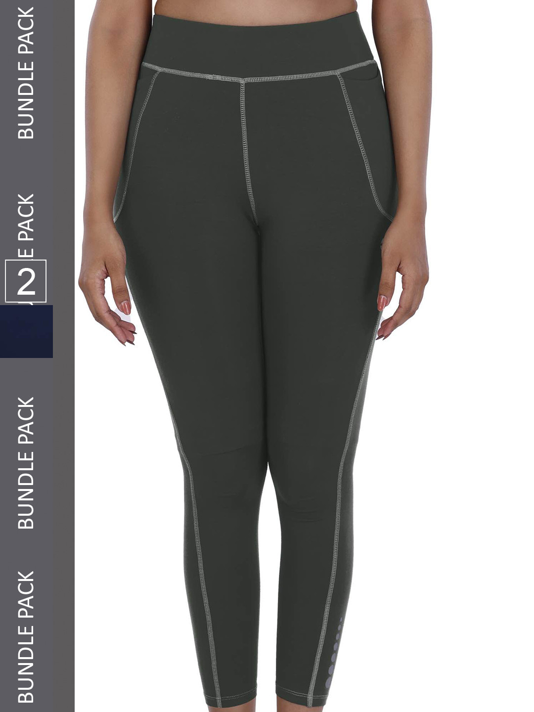 

FREECULTR Women Pack Of 2 Micromodal Ankle Length Sweat-Proof Activewear Leggings, Blue