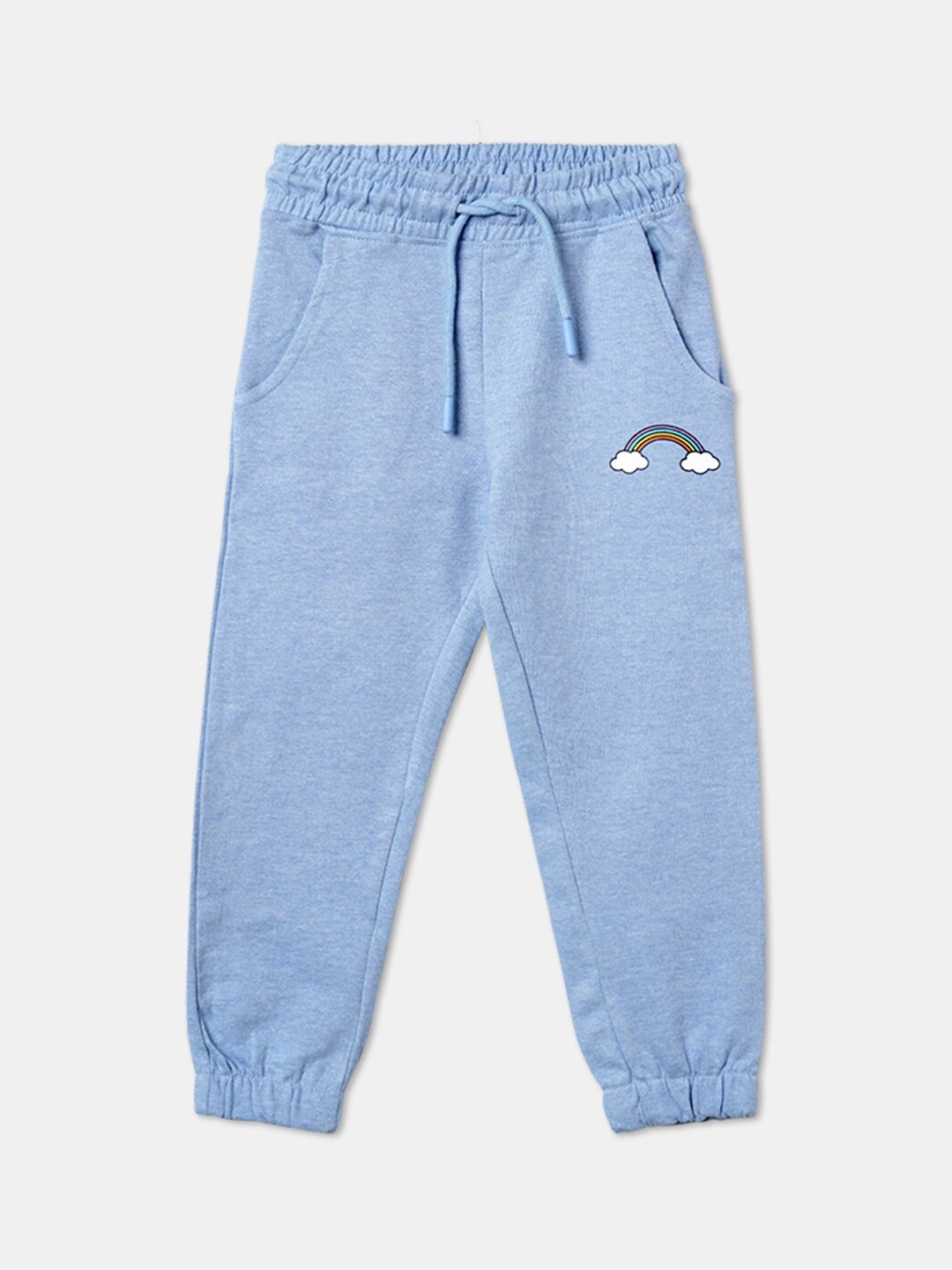 

R&B Girls Regular Fit Cotton Joggers, Blue