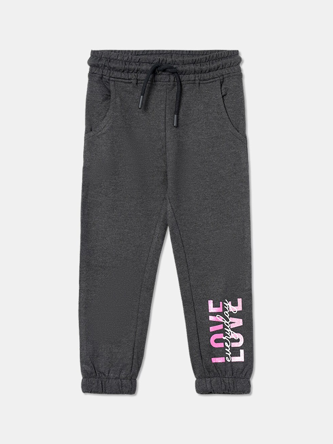 

R&B Girls Regular Fit Cotton Joggers, Grey