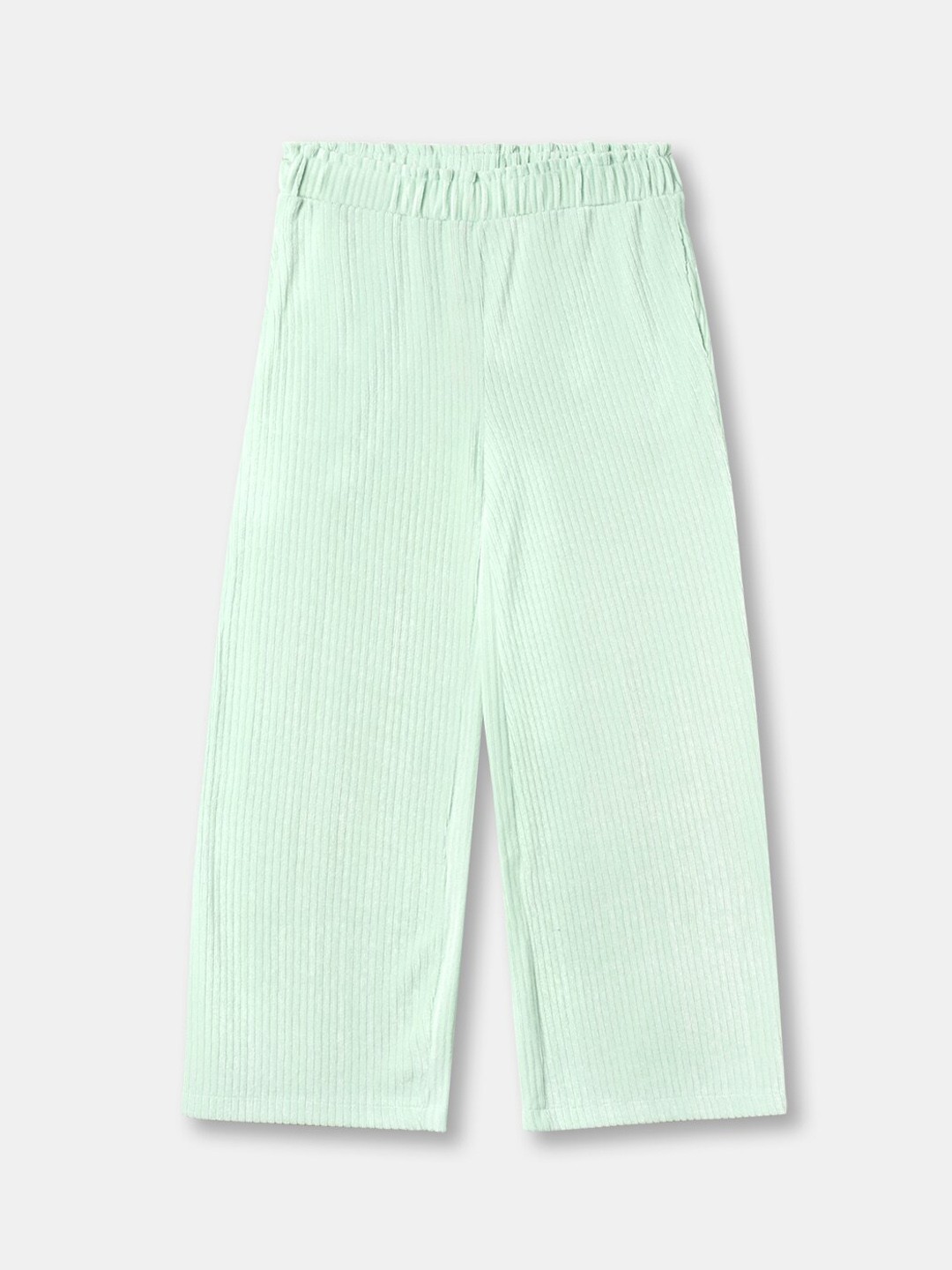 

R&B Girls Striped Regular Fit Cotton Trouser, Sea green