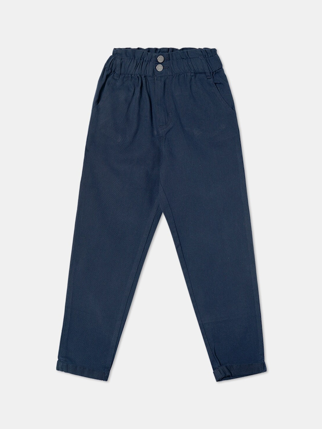 

R&B Girls Regular Fit Cotton Trouser, Navy blue