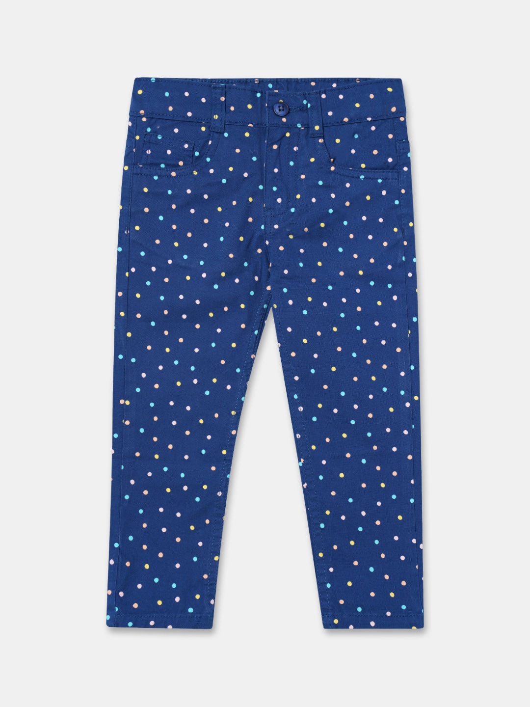 

R&B Girls Printed Regular Fit Cotton Trouser, Blue