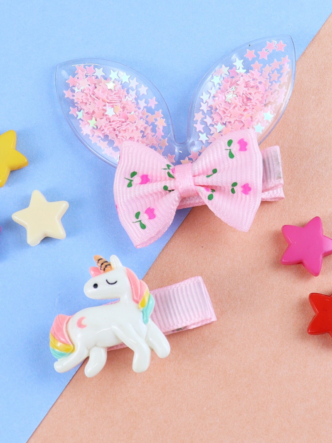 

Asthetika Kids Girls Pink & White Set of 2 Unicorn Hair Clip