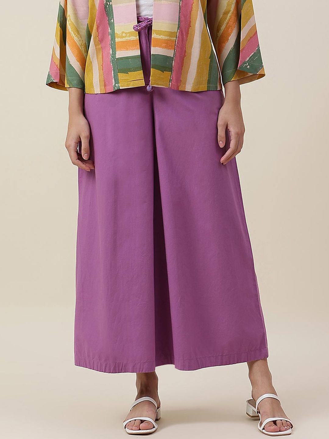 

Fabindia Women Purple Cotton Comfort Trousers