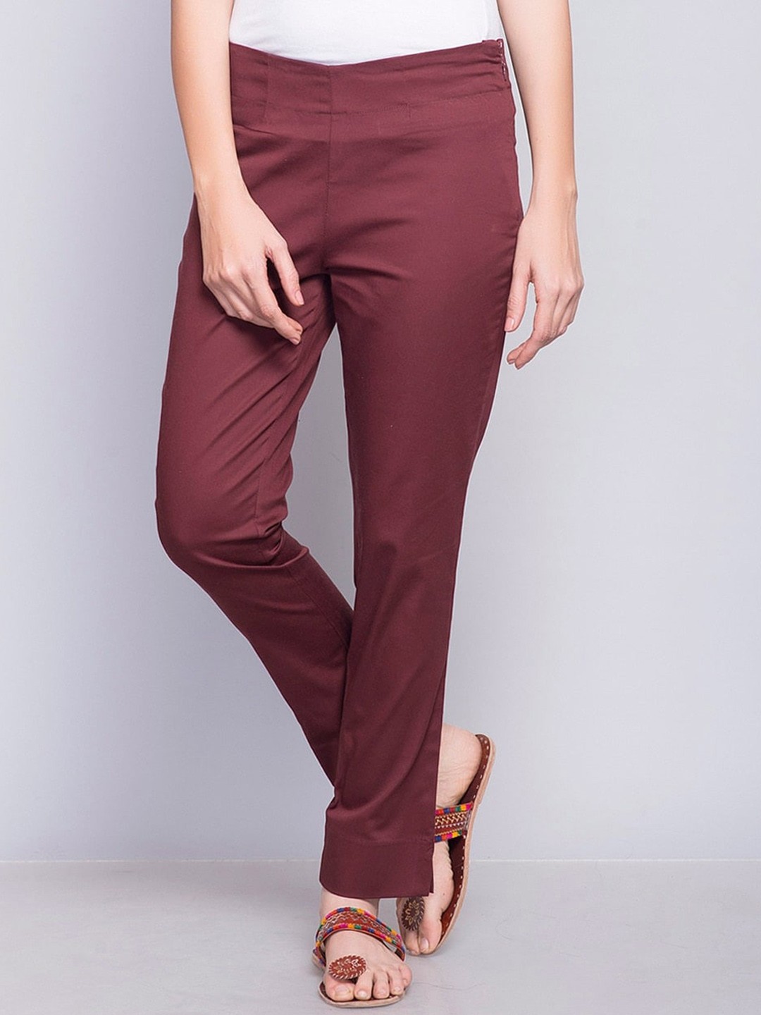 

Fabindia Women Brown Slim Fit Cotton Trousers