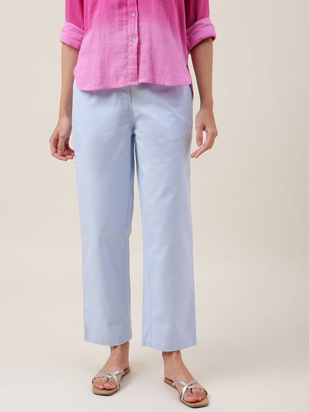 

Fabindia Women Cotton Trousers, Blue