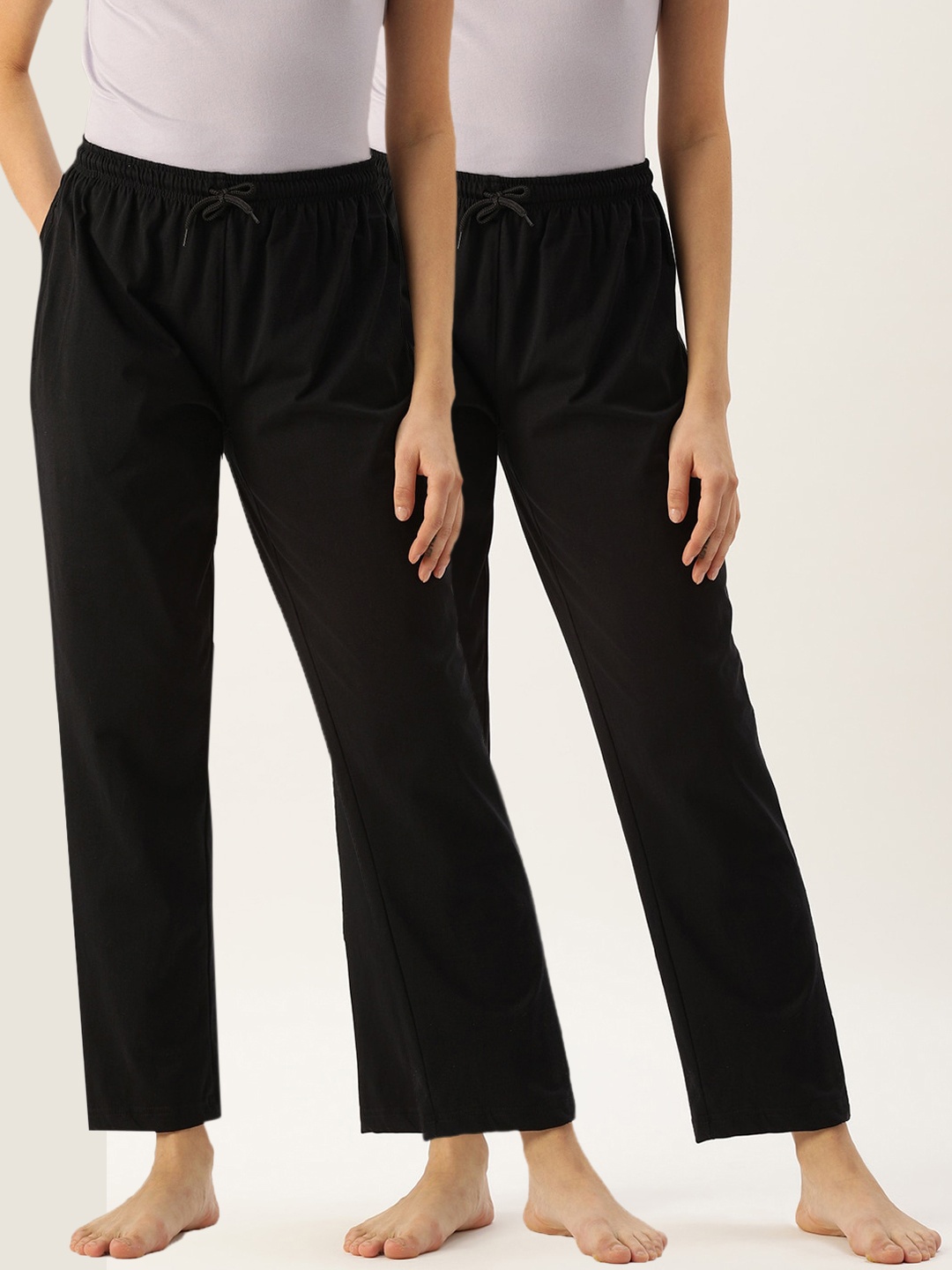 

Kryptic Women Pack Of 2 Pure Cotton Lounge Pants, Black