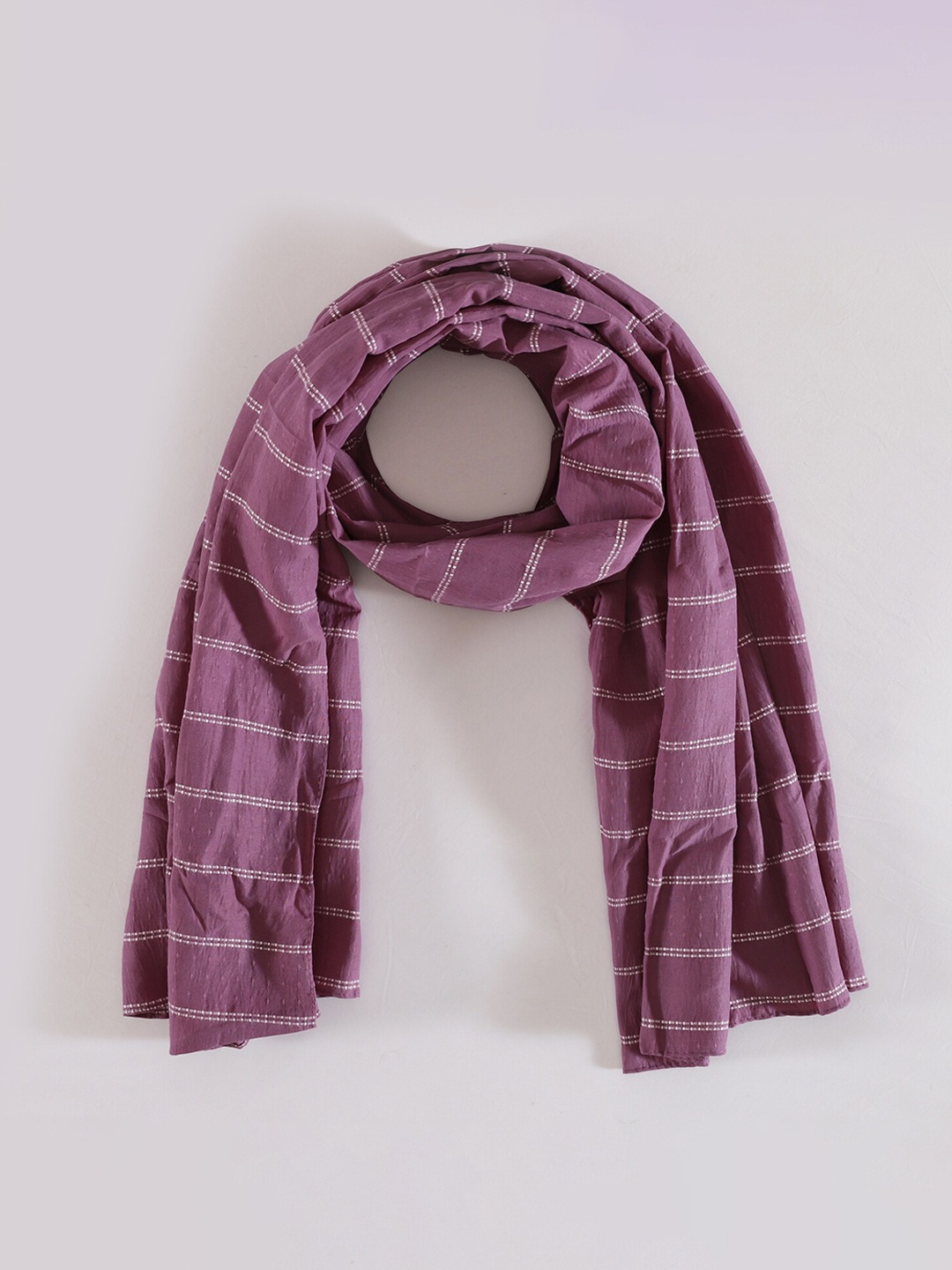 

HANDICRAFT PALACE Striped Cotton Scarf, Purple