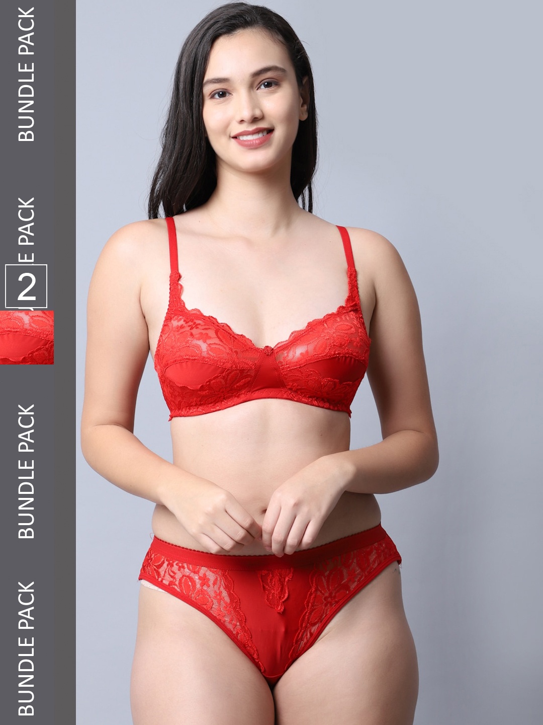 

Jinfo Pack Of 2 Self-Design Lingerie Set LST06-03-03-30, Red