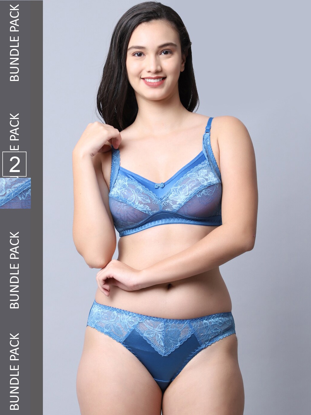 

Jinfo Pack Of 2 Self-designed Laced Lingerie Set LST01-05-05-36, Blue