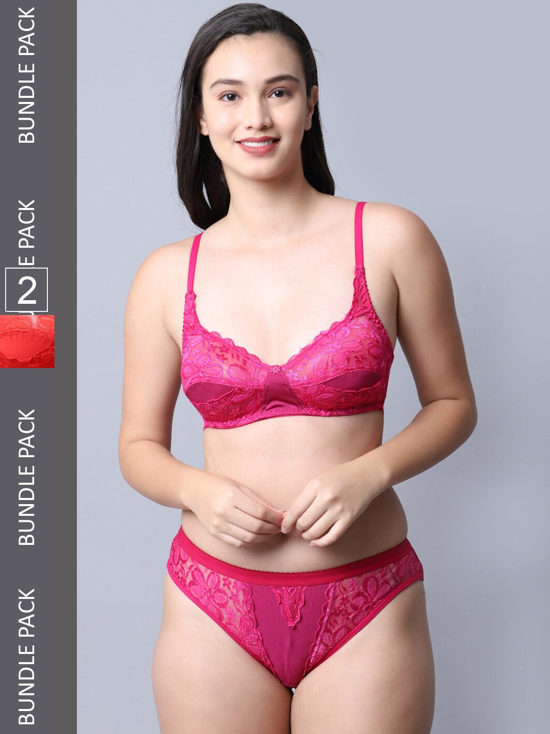 

Jinfo Pack of 2 Lace Lingerie Set LST06-03-07-30, Red