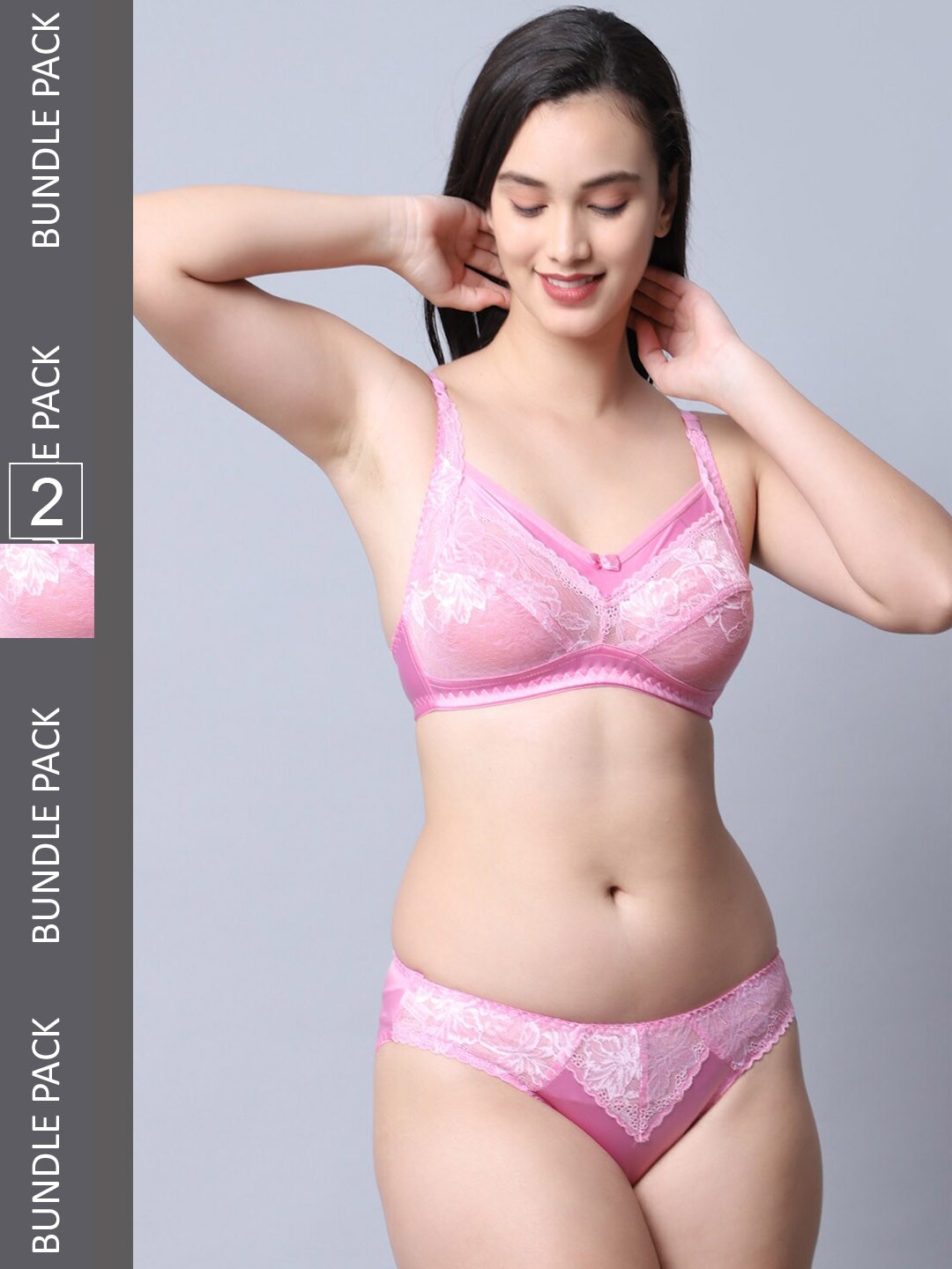

Jinfo Pack Of 2 Self Design Lingerie Set LST01-10-10-30-, Pink