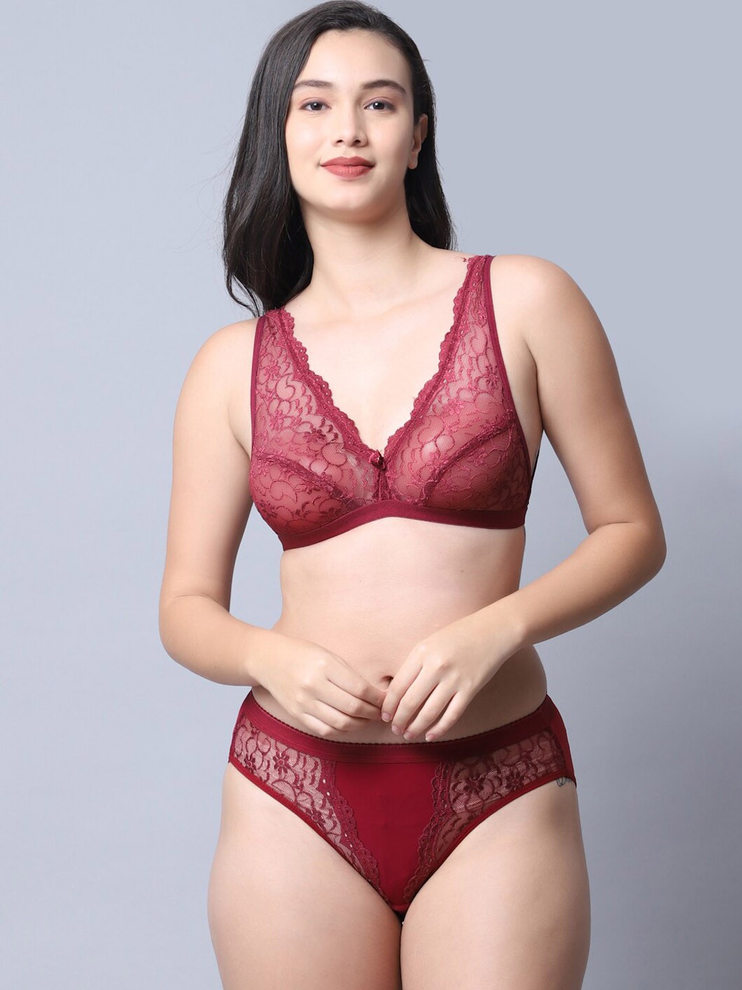

Jinfo Self-Design Lingerie Set LST02-14-30, Maroon
