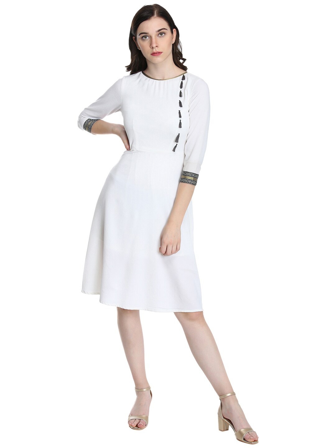 

DODO & MOA Fringed Georgette Dress, White