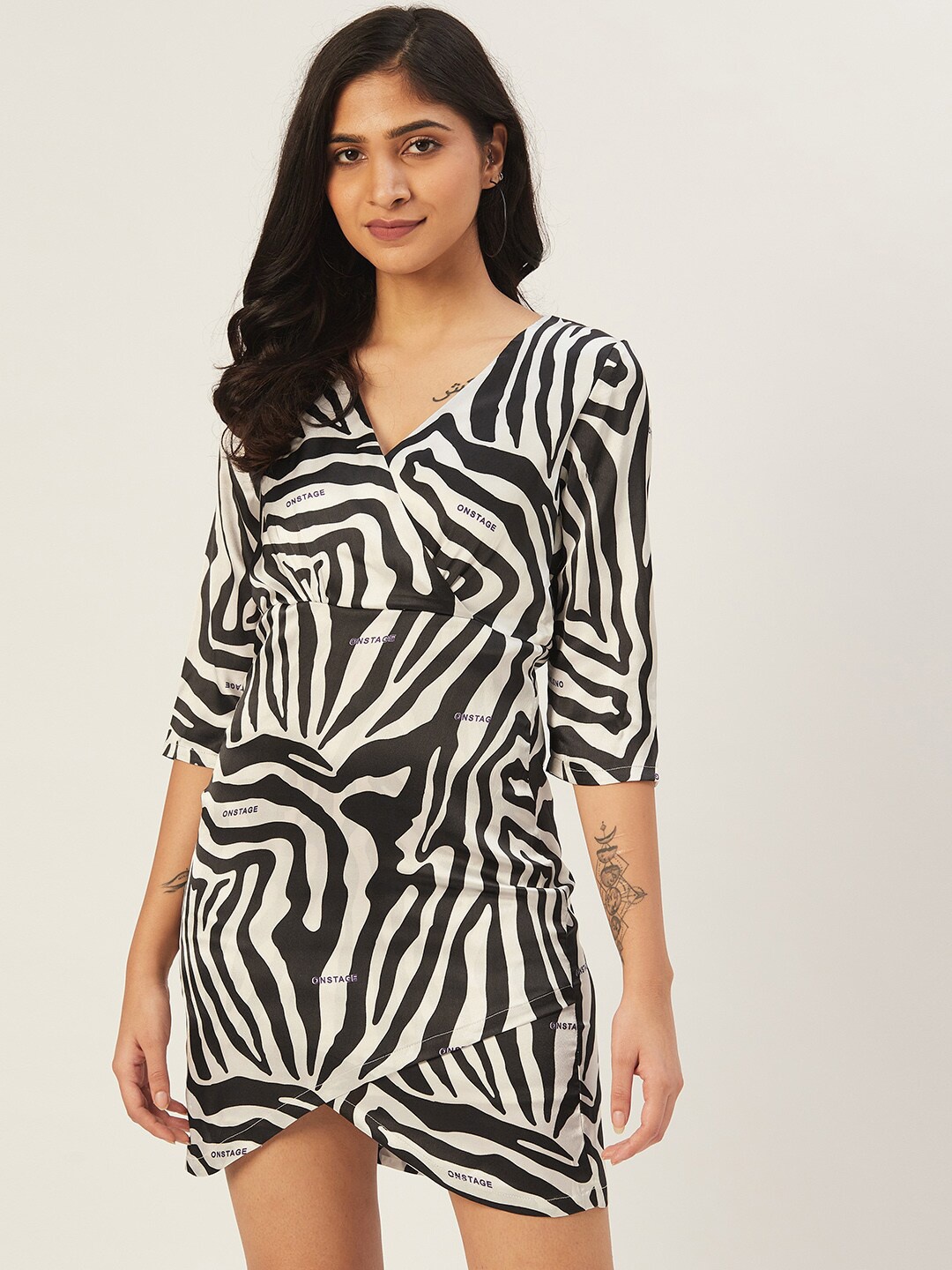 

DODO & MOA Animal Satin Dress, White