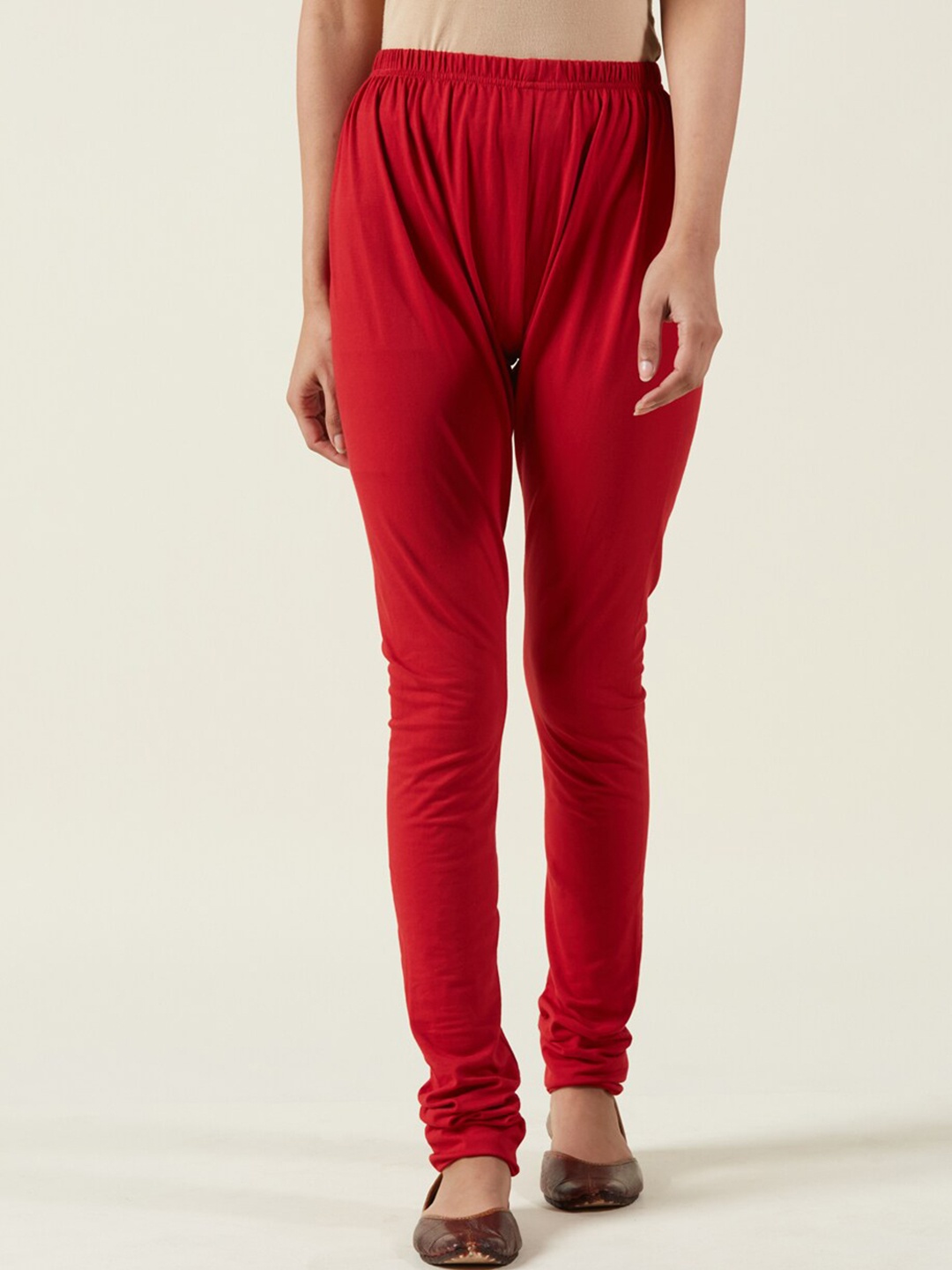 

Fabindia Women Cotton Churidar Length Leggings, Red