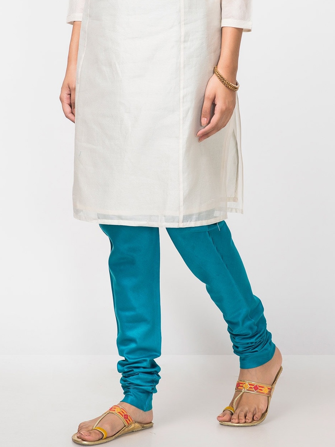 

Fabindia Women Slim Fit Churidar, Turquoise blue