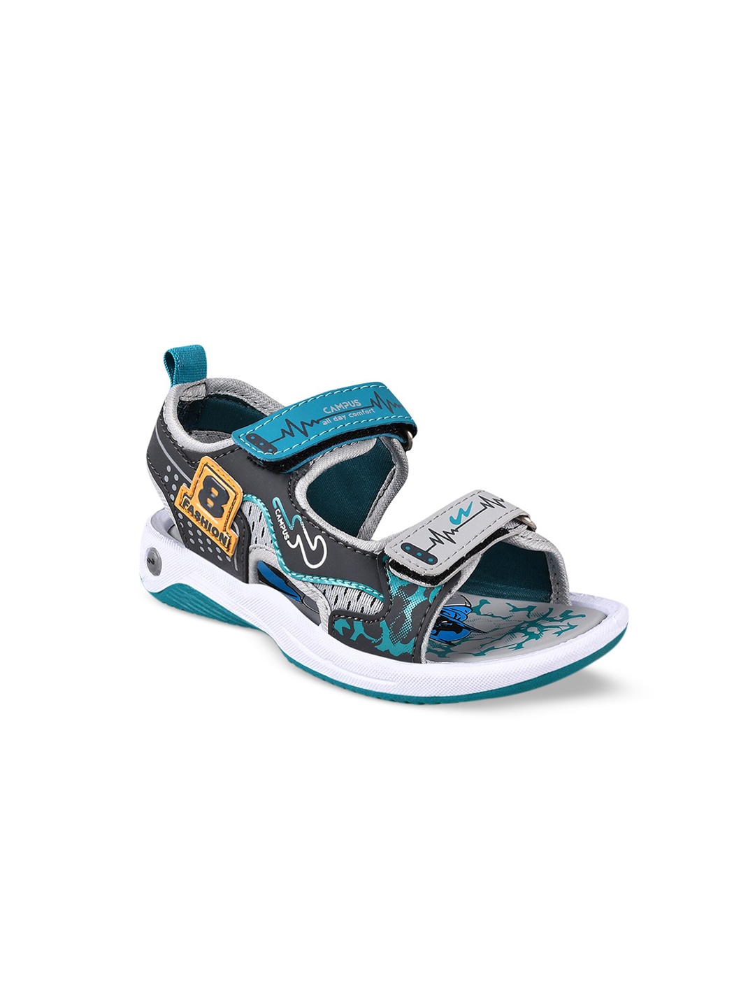 

Campus Kids Printed Sports Sandals, Grey