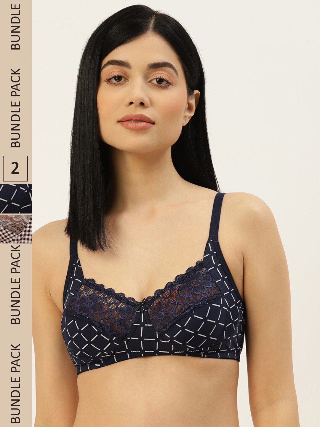 

Leading Lady Grey & Navy Blue Floral Bra