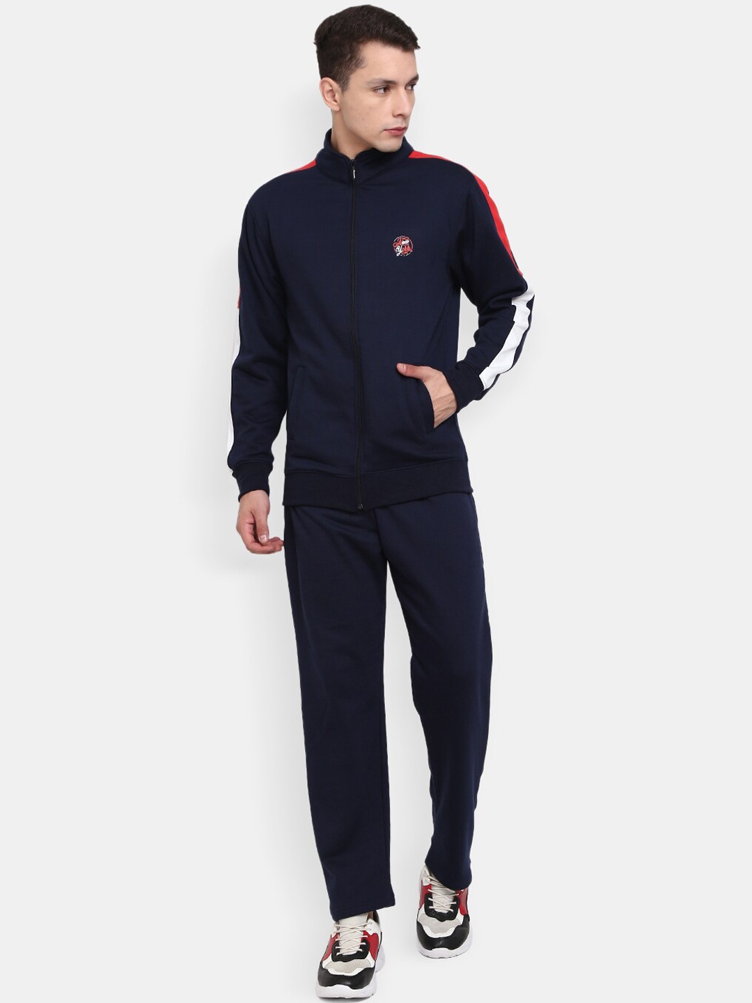 

V-Mart Men Solid Fleece Tracksuits, Navy blue