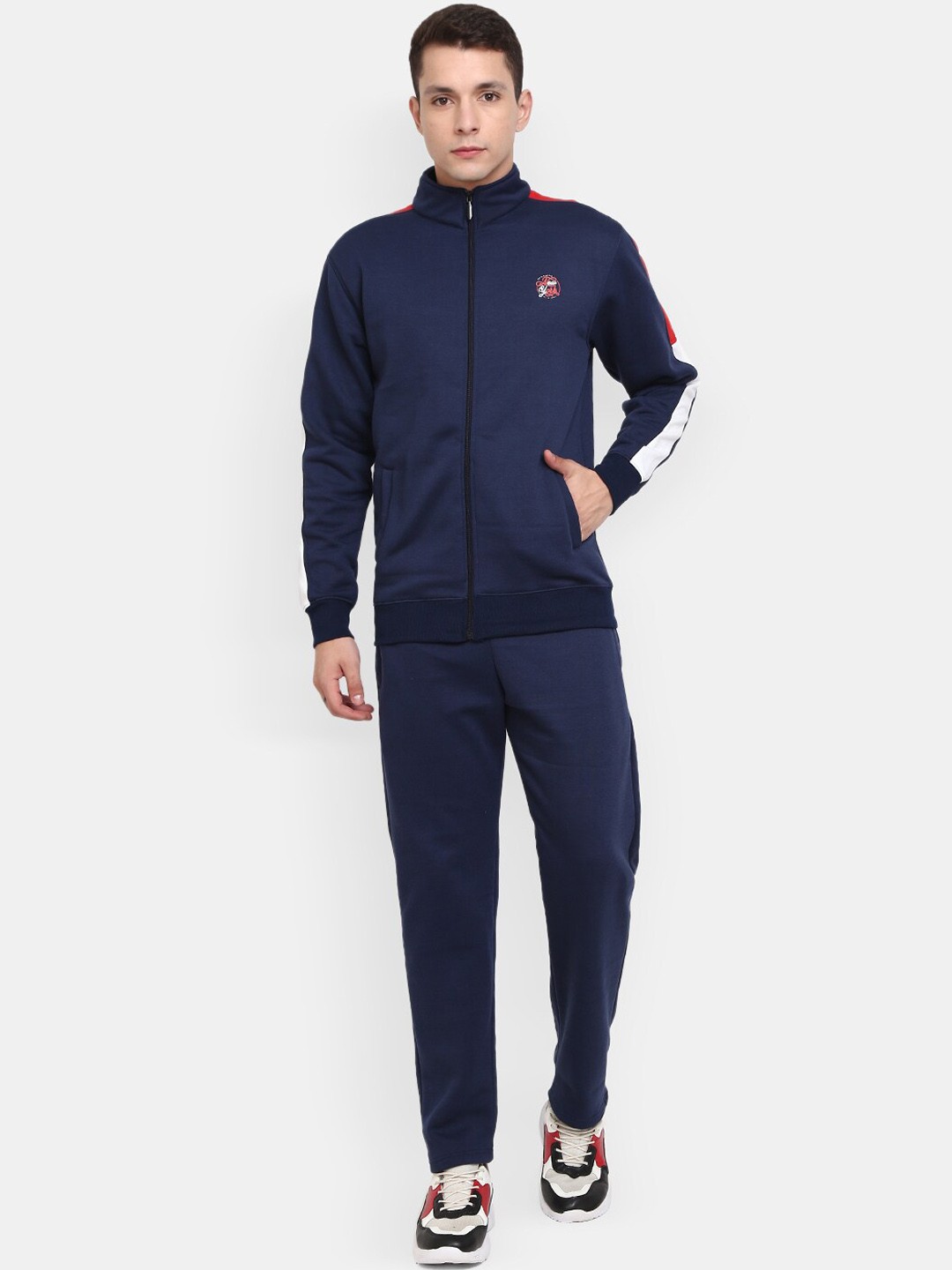 

V-Mart Men Solid Fleece Tracksuits, Navy blue