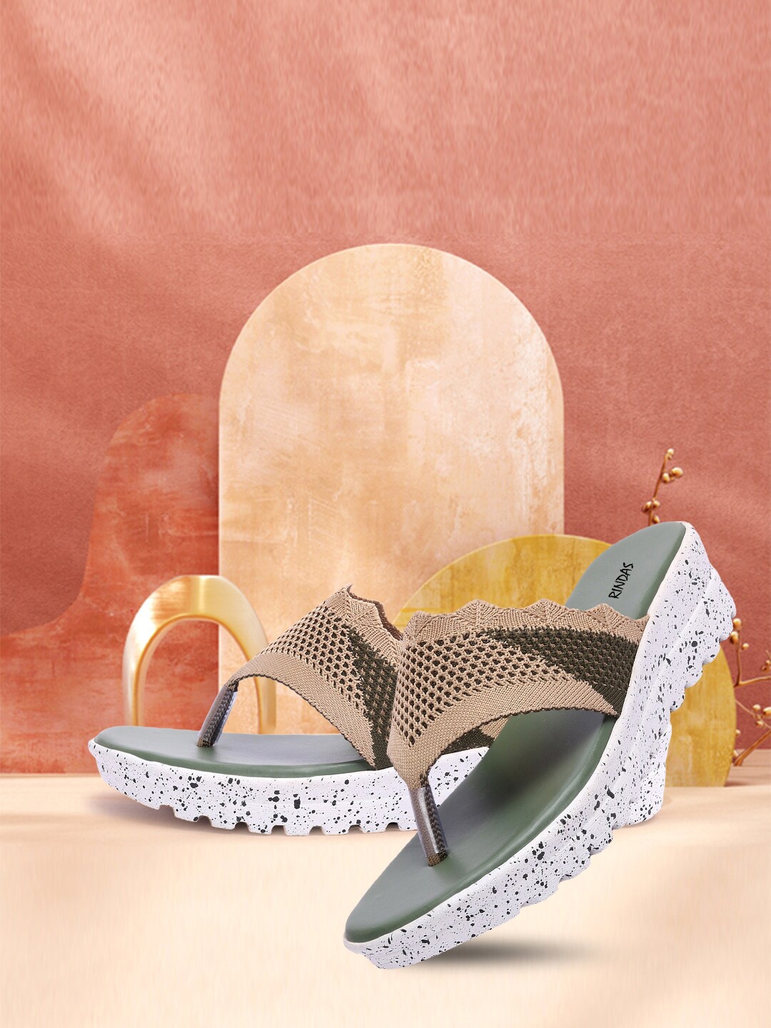 

RINDAS Women Open Toe Flats, Green