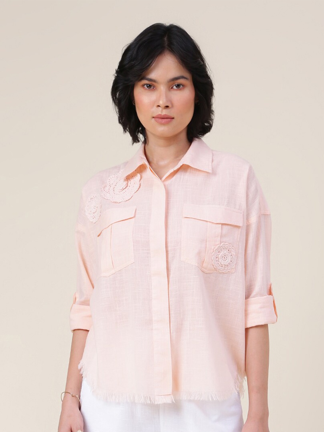 

Fabindia Women CottonCasual Shirt, Pink