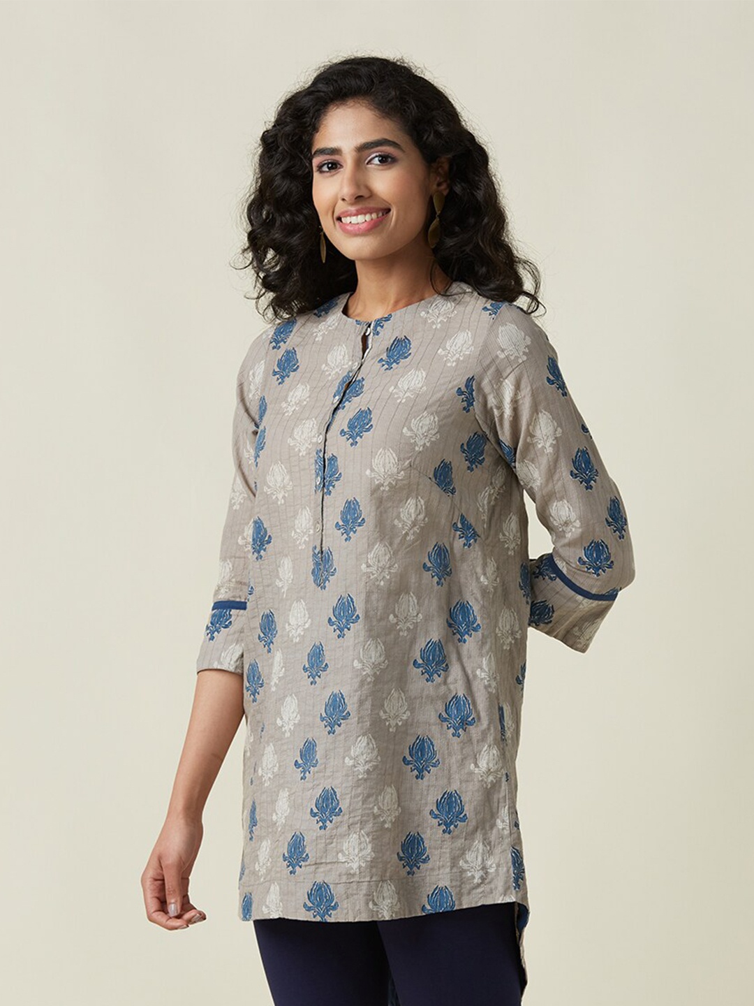 

Fabindia Cotton Printed Tunic, Grey