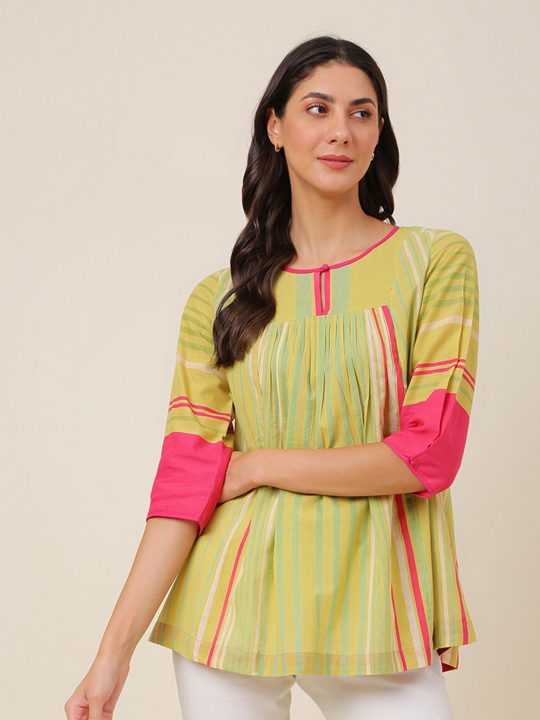 

Fabindia Cotton Printed Tunic, Green