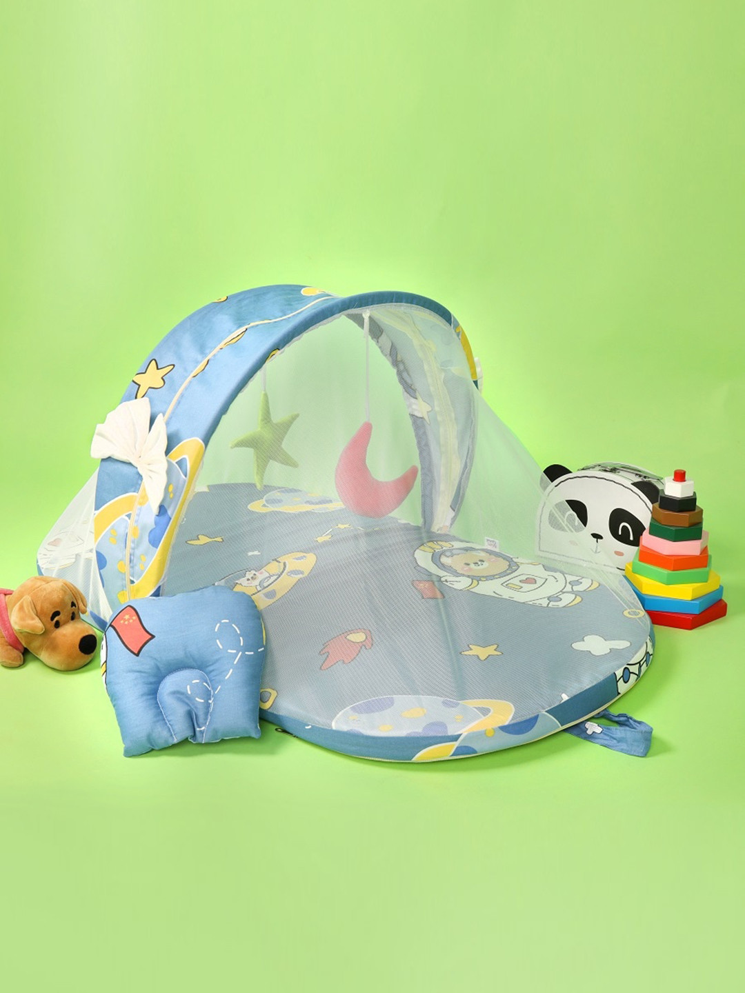 

KICKS & CRAWL Infant Kids Printed Foldable Mosquito Nets, Blue