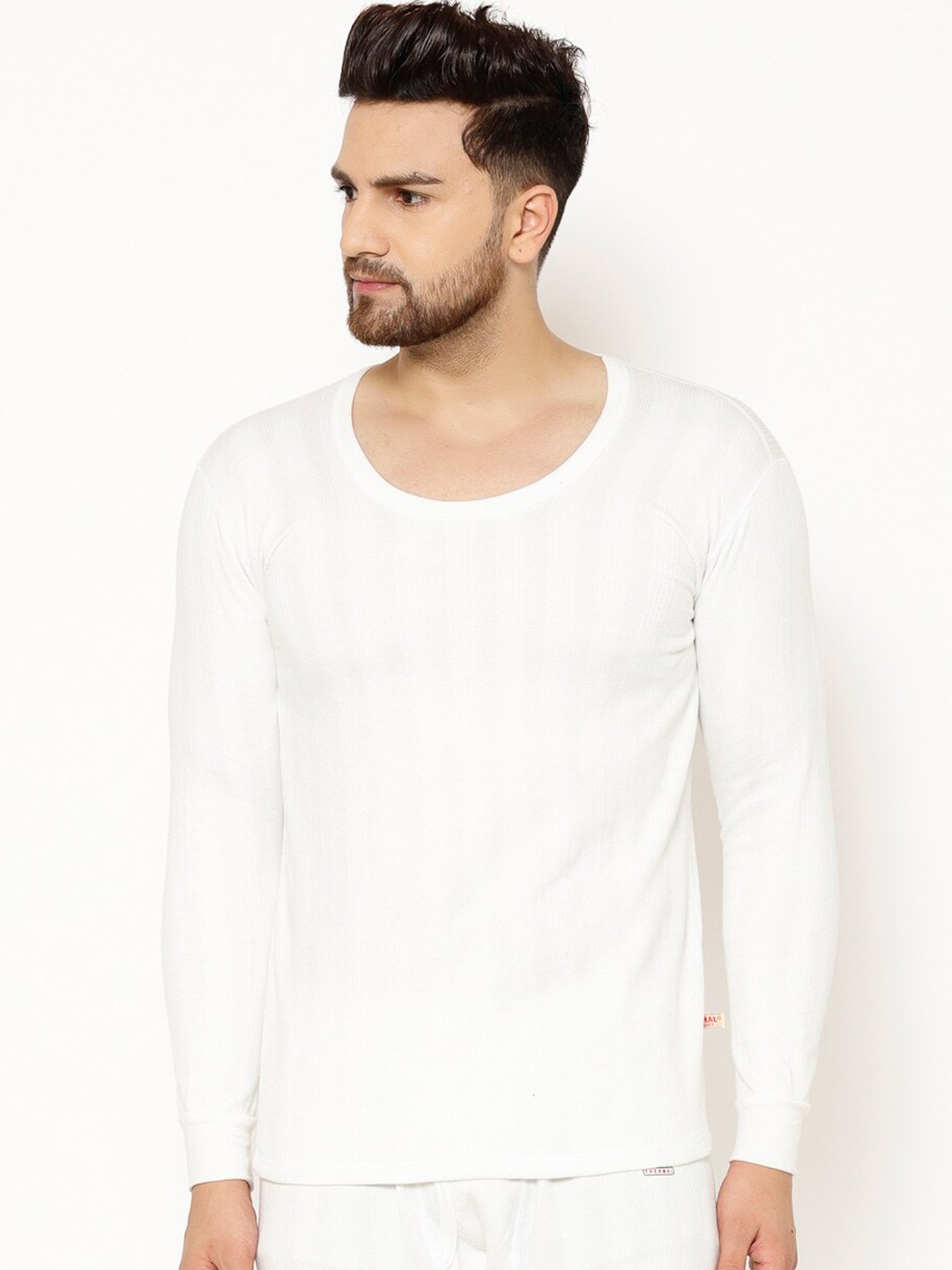 

VIMAL JONNEY Men Striped Cotton Thermal Set, White