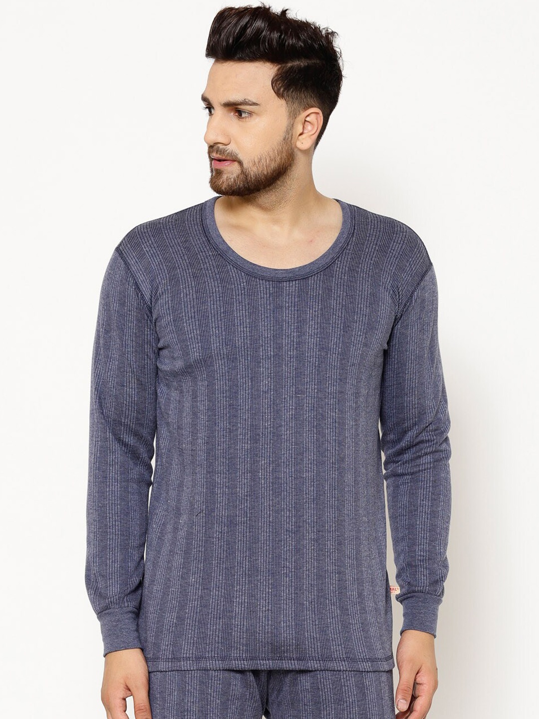 

VIMAL JONNEY Men Striped Cotton Thermal Set, Navy blue