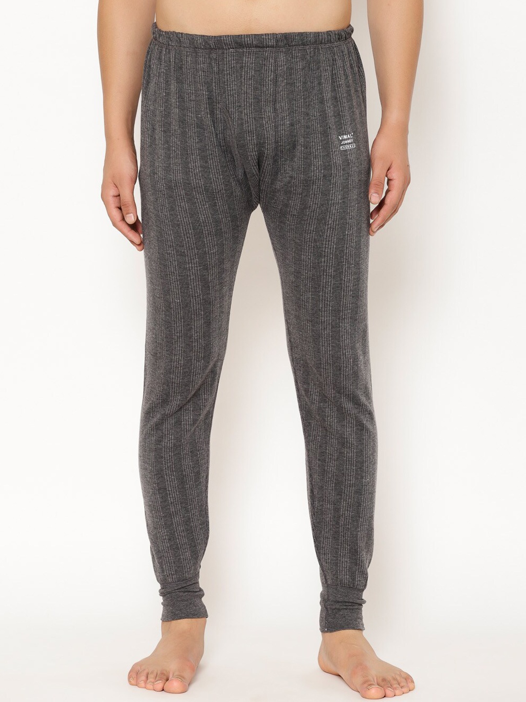 

VIMAL JONNEY Men Striped Thermal Bottoms, Charcoal