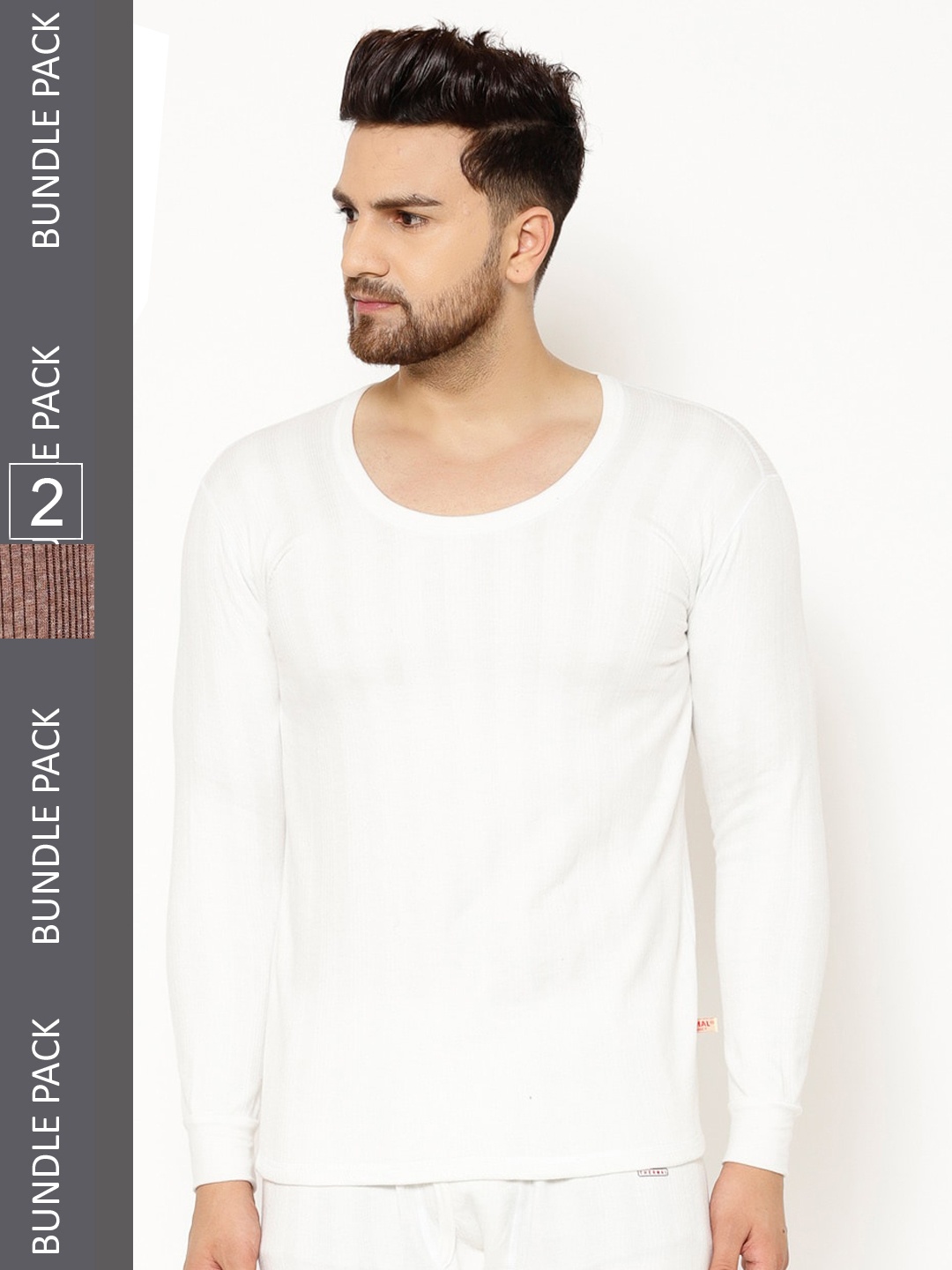 

VIMAL JONNEY Men Pack of 2 Cotton Thermal Set, White
