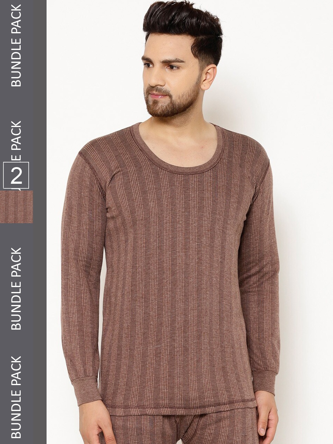 

VIMAL JONNEY Pack Of 2 Cotton Thermal Tops, Brown