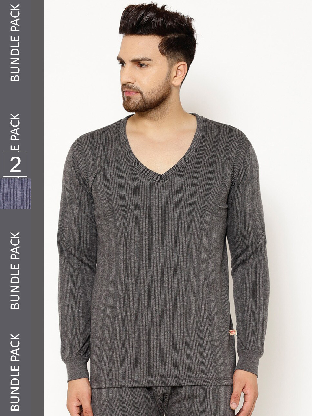 

VIMAL JONNEY Pack Of 2 Cotton Thermal Tops, Black