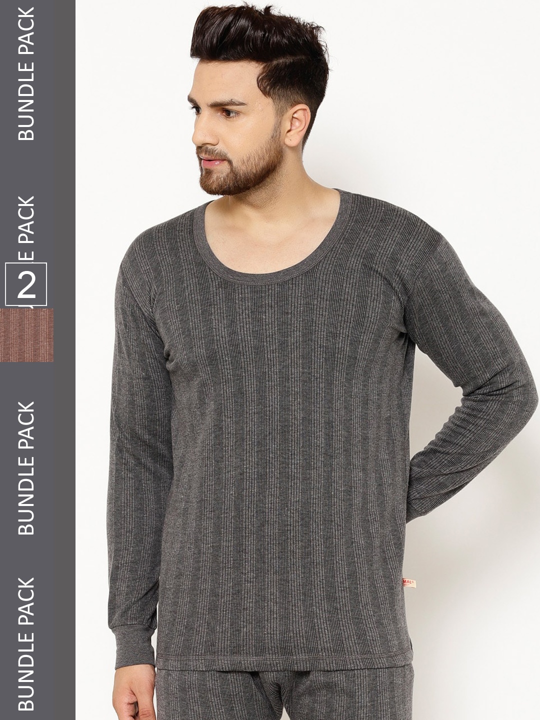 

VIMAL JONNEY Pack Of 2 Cotton Thermal Tops, Black
