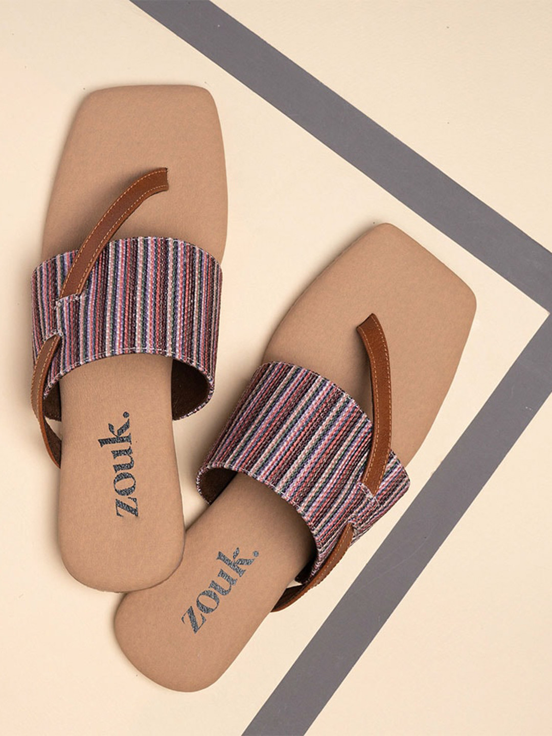 

ZOUK Women Ethnic Open Toe Flats, Brown