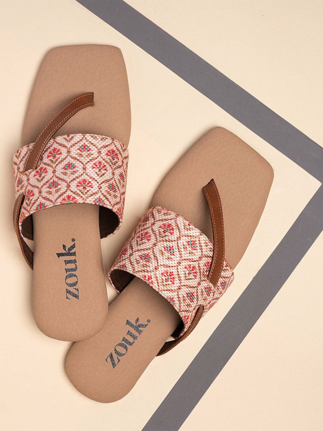 

ZOUK Women Open Toe Flats, Pink