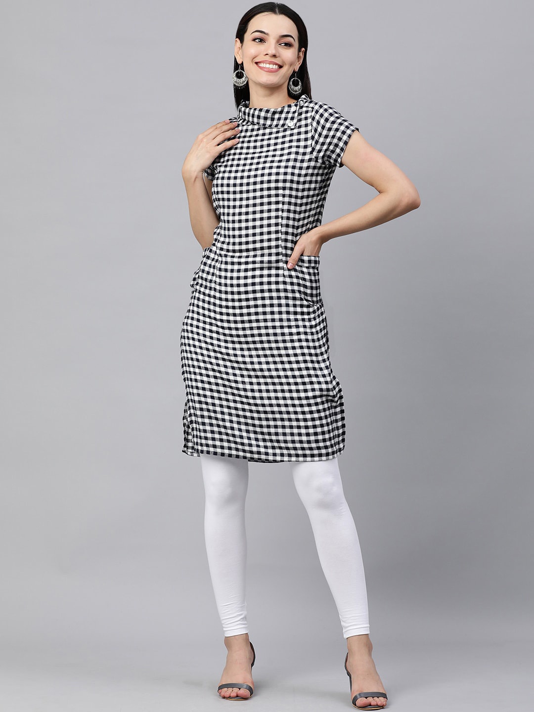 

MAAND Women Printed Kurta, Navy blue