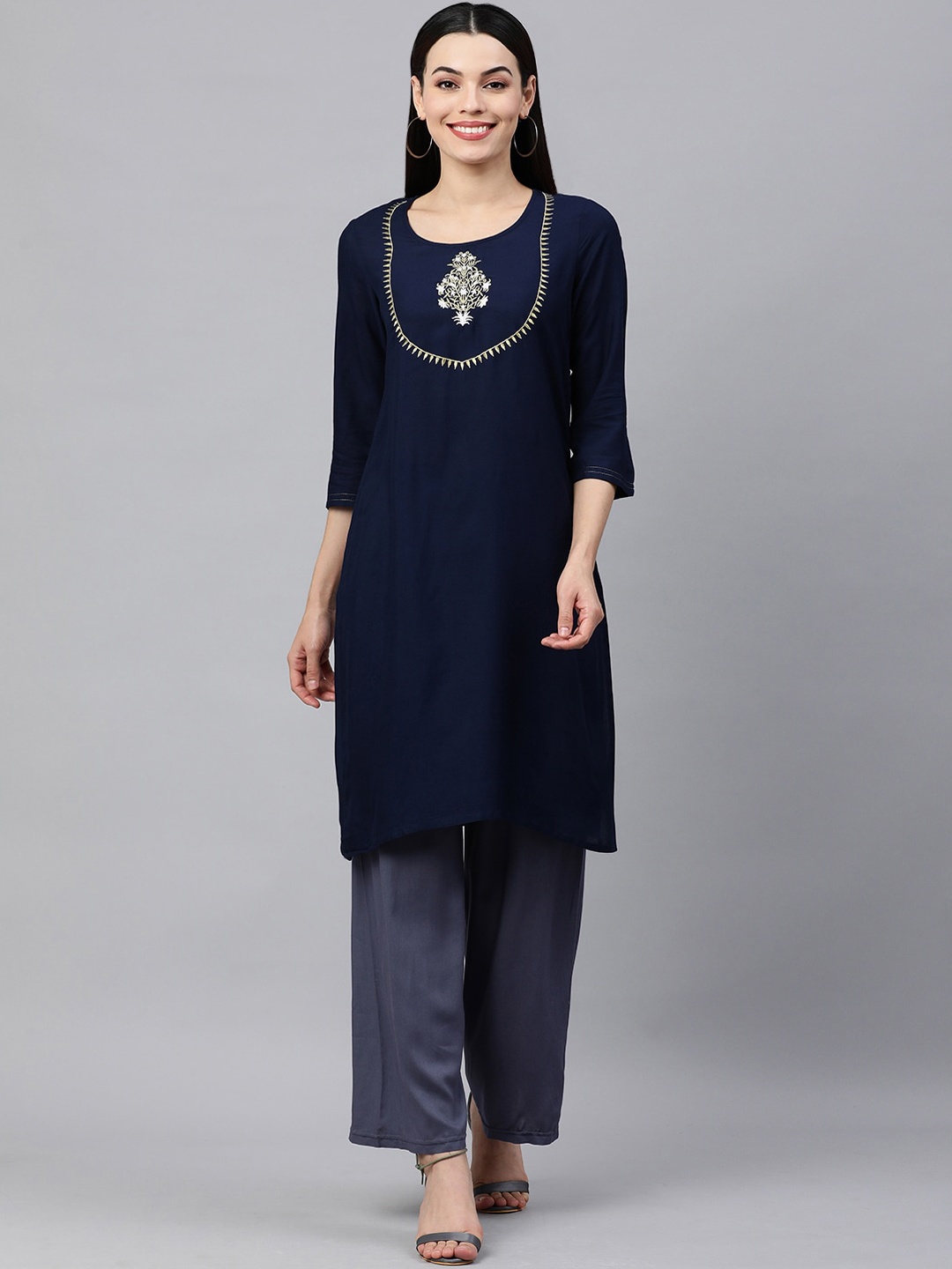 

MAAND Embroidered Thread Work Kurta, Blue