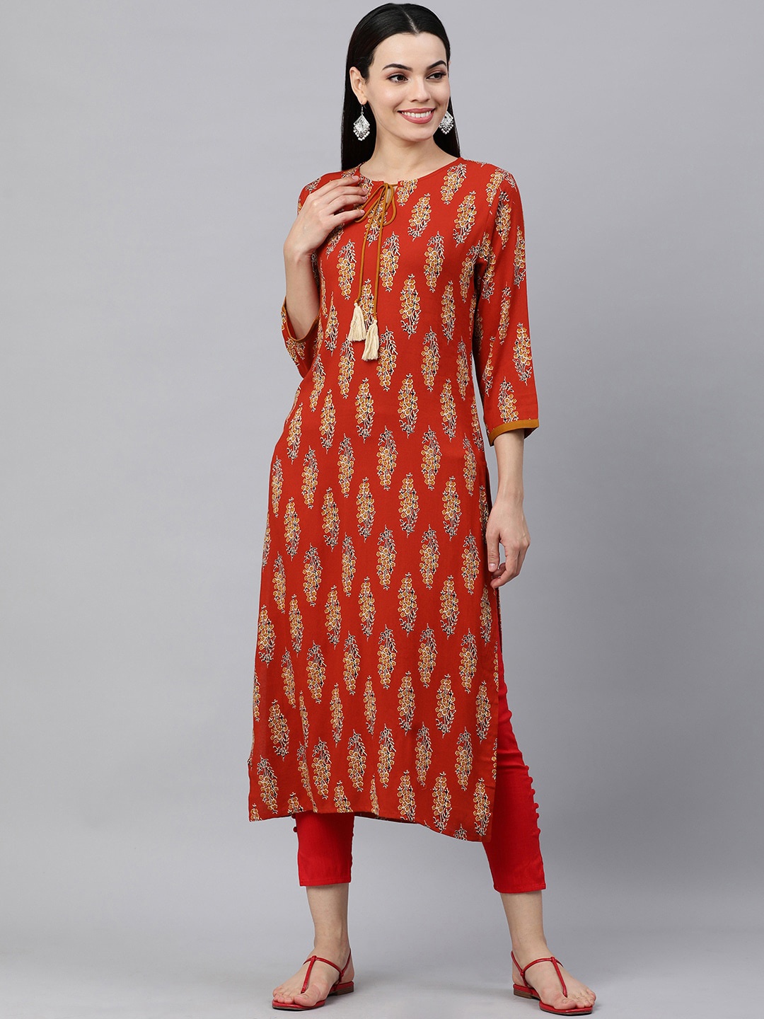 

MAAND Women Ethnic Motifs Printed Kurta, Red