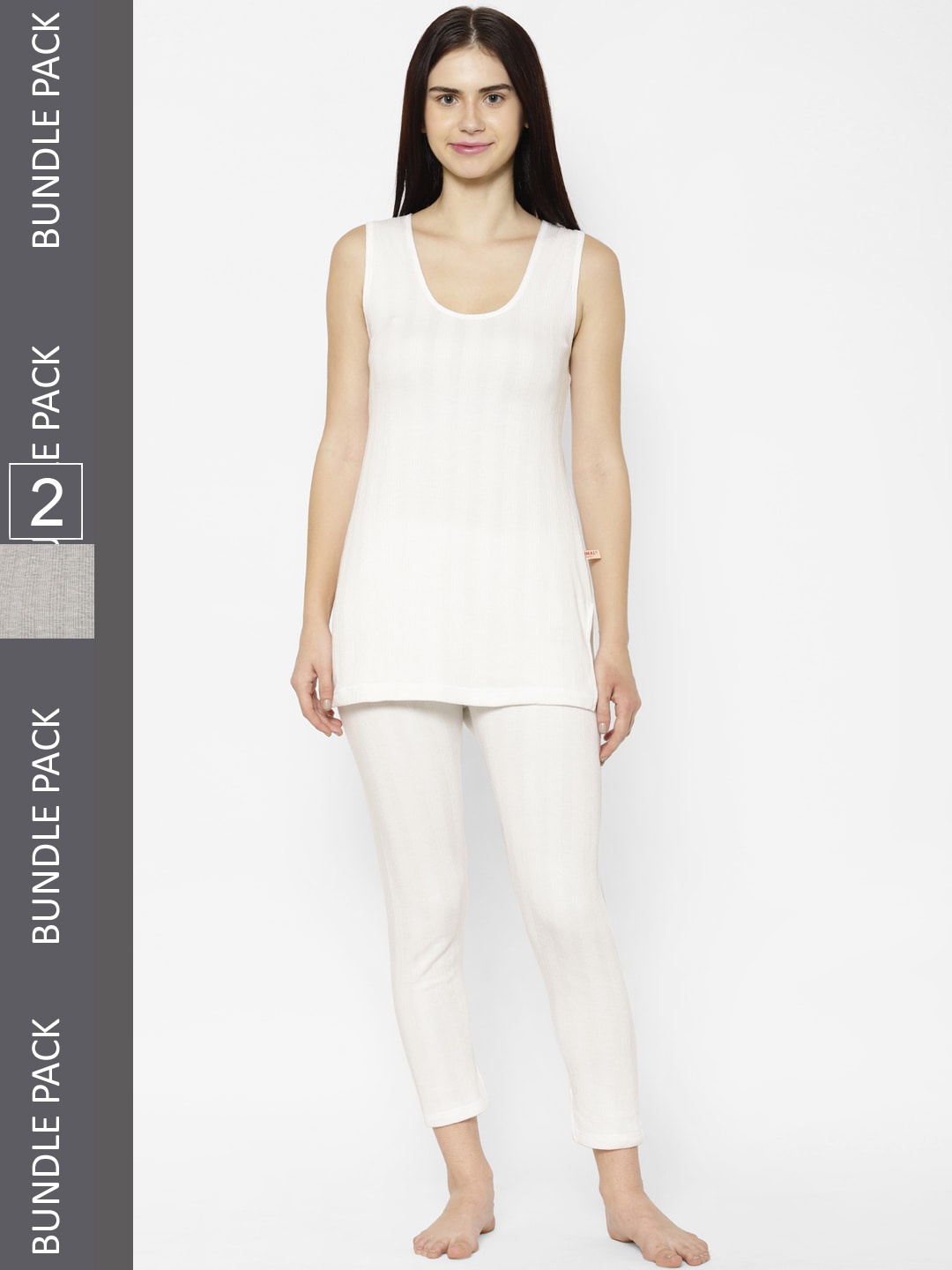 

VIMAL JONNEY Women Pack Of 2 Cotton Thermal Set, White