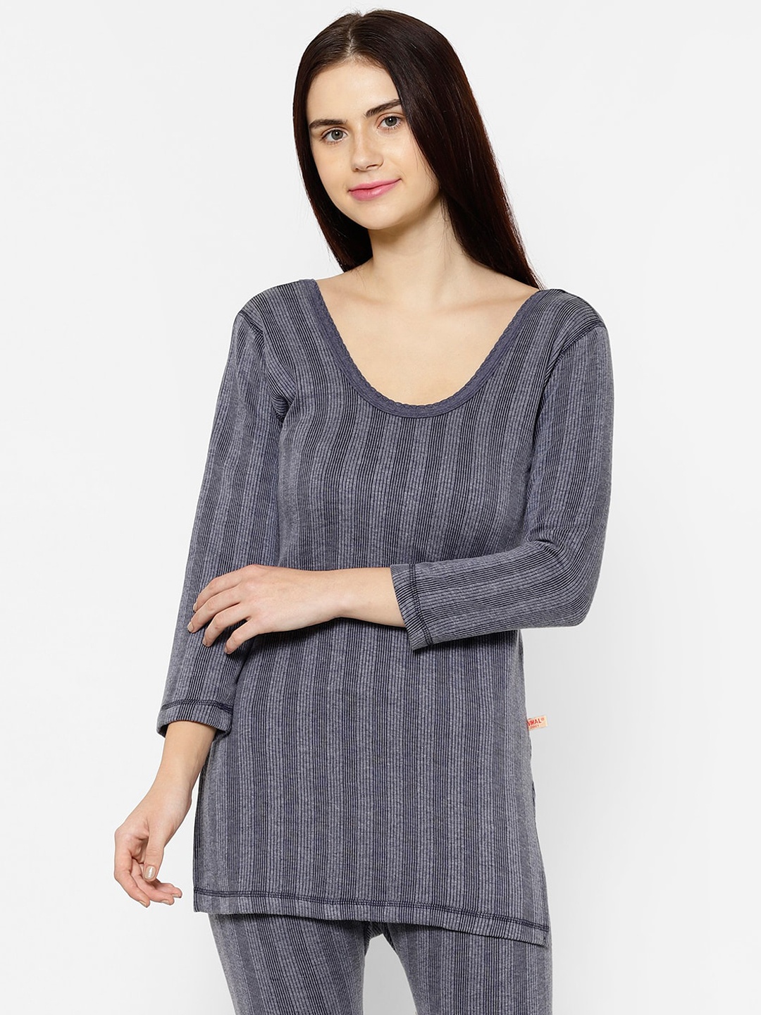 

VIMAL JONNEY Women Striped Cotton Thermal Tops, Navy blue