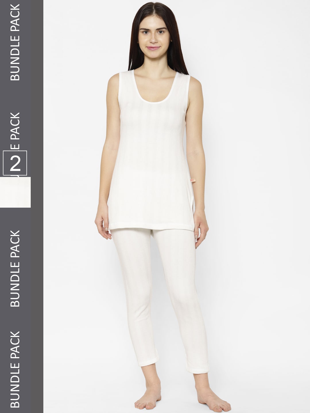 

VIMAL JONNEY Women Pack of 2 Cotton Thermal Set, White