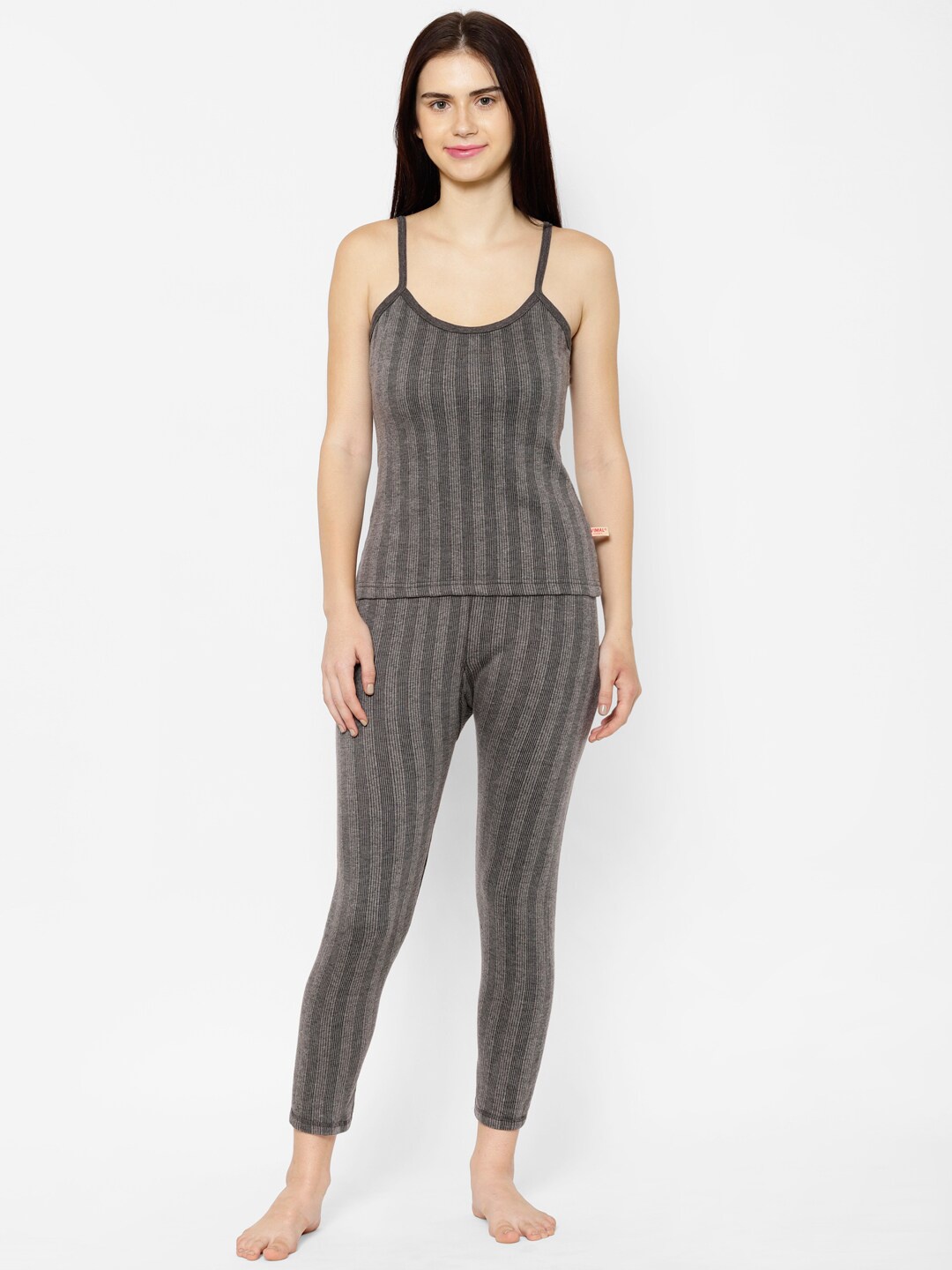 

VIMAL JONNEY Women Black Striped Cotton Thermal Set