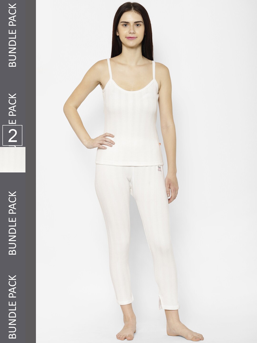 

VIMAL JONNEY Women Pack Of 2 Cotton Thermal Set, White