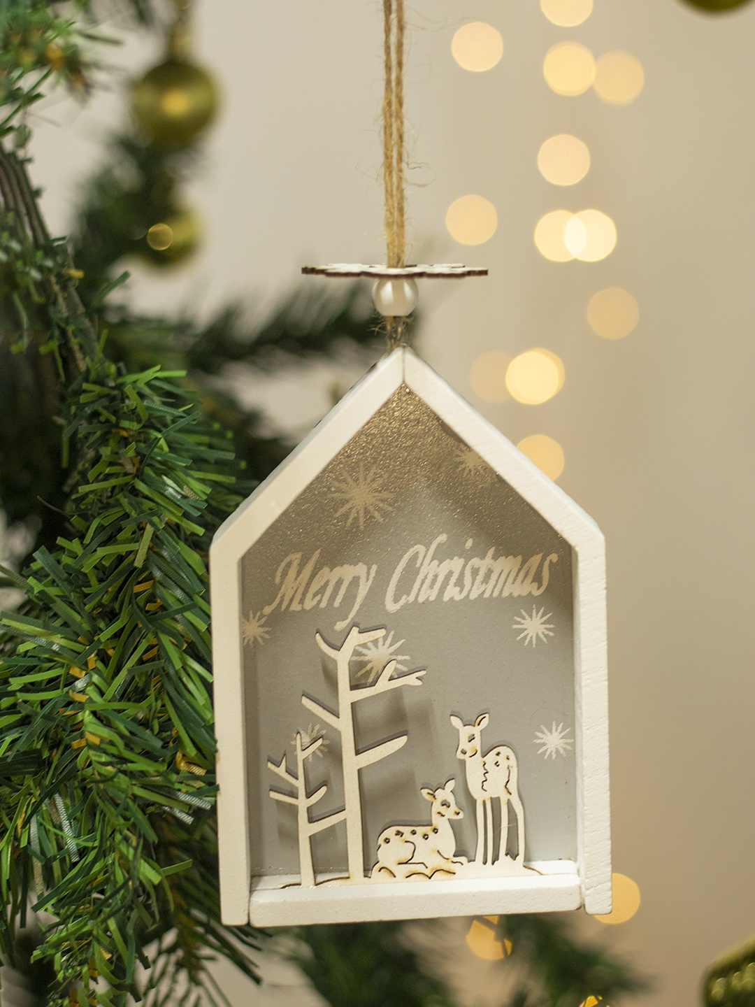 

MARKET99 Set Of 2 Merry Christmas Hanging Plaque, White